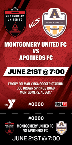 Montgomery United FC Home Match #6 VS Apotheos FC poster