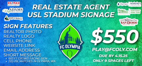 REAL ESTATE AGENT SIGN - USL STADIUM OLYMPIA, WA poster