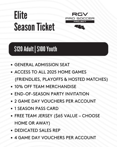 2025 RGV Pro Soccer Season Tickets (Elite) image