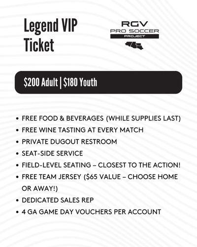 2025 RGV Pro Soccer Season Tickets (Legend VIP) image