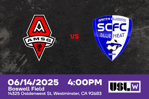 USL W - Match 8 - AMSG FC v SC Blue Heat poster