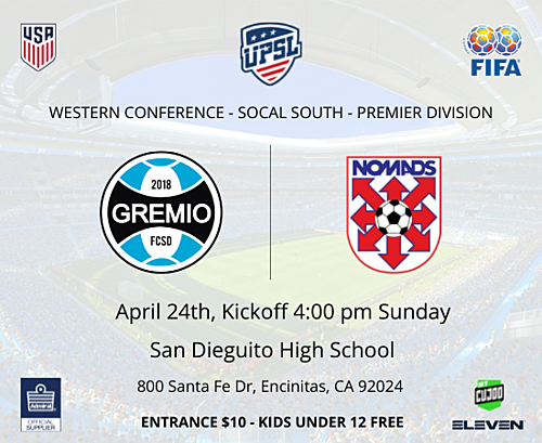 Gremio FC San Diego x Nomads Soccer Club poster